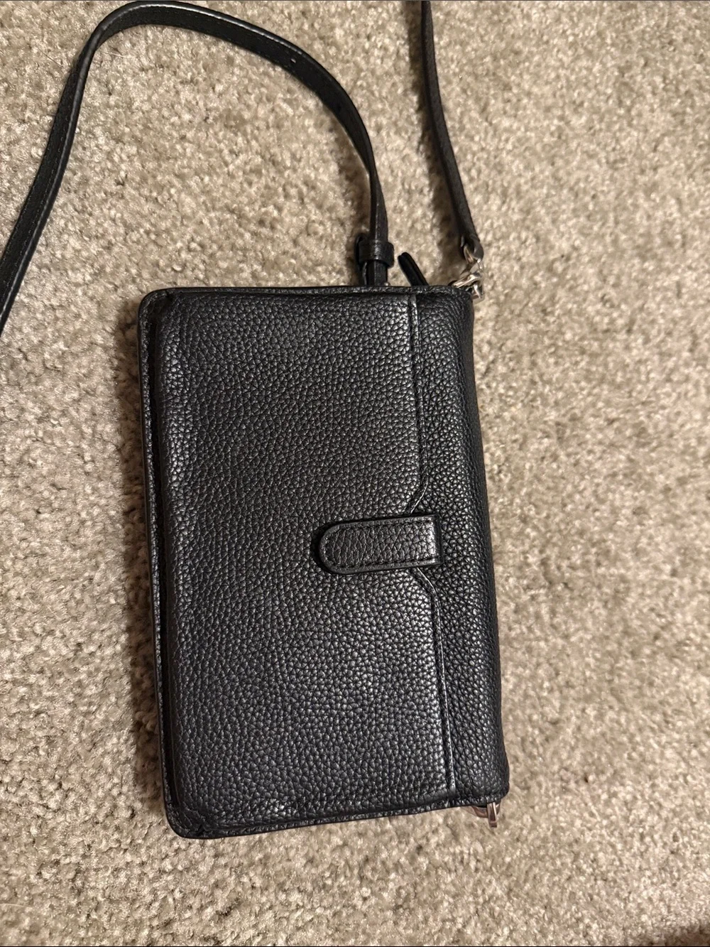 Michael Kors Black Pebbled Leather Flap Crossbody with Gold MK